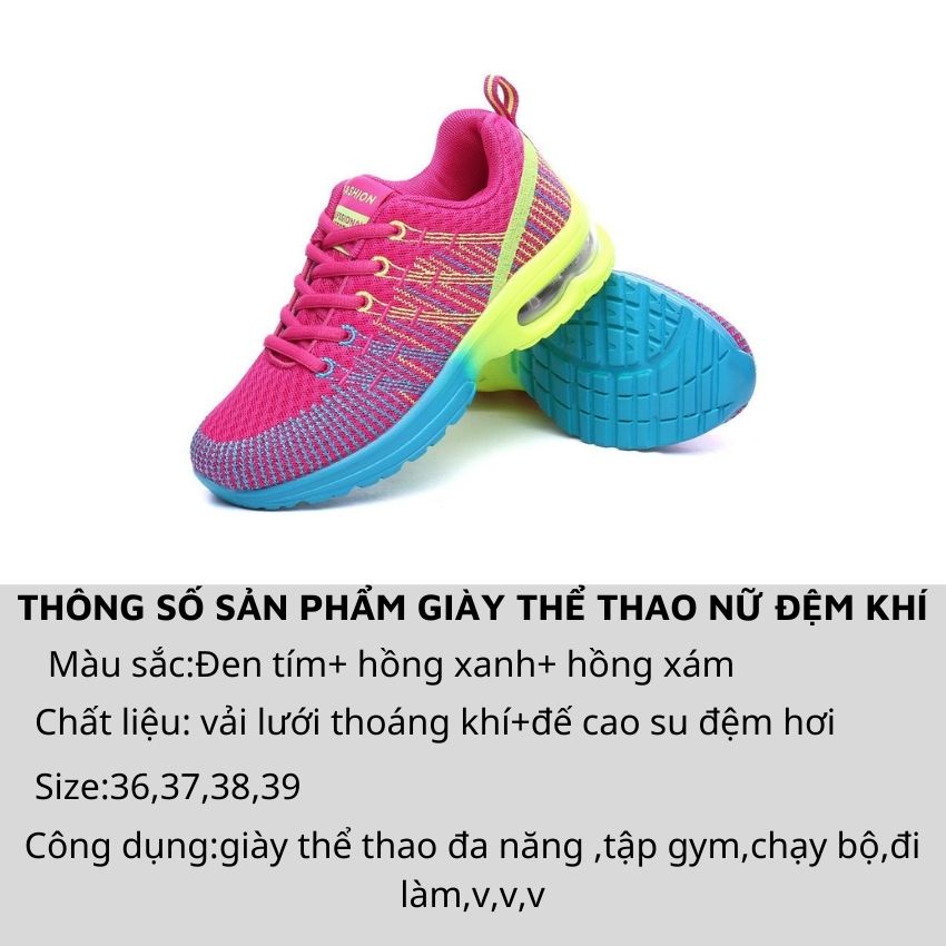 Giày Thể Thao Nữ Đệm Khí 2021 Êm Chân Dùng Đi Làm,Chạy Bộ,Tập Gym Chơi Thể Thao GTTN15 SUNO STORE