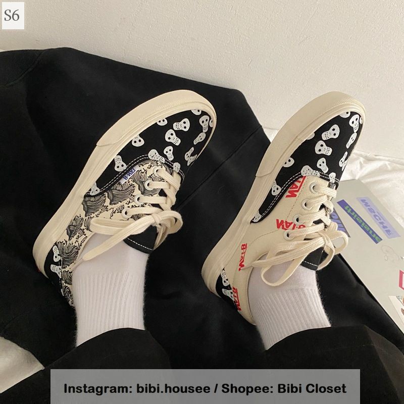 Giày thể thao hình đầu lâu xương cực chất ulzzang Hàn Quốc lười thắt dây năng động hot trend học sinh giá rẻ mã S6 | BigBuy360 - bigbuy360.vn
