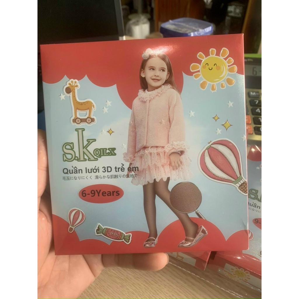 Quần tất 3D lót nỉ cho bé gái size 3-6y, 6-9y, 9-12y