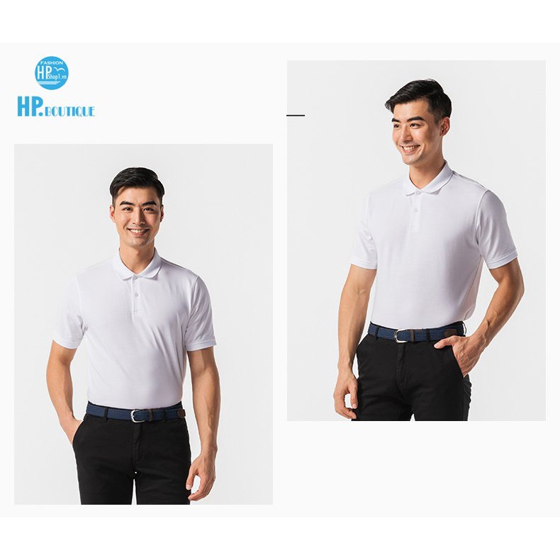 Áo polo nam HP Boutique vải trơn chất cá sấu Cotton co giãn 4 chiều, form Basic lịch sự đẳng cấp HPBOPME4