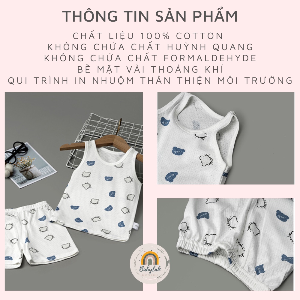 Đồ bộ quần áo thun cotton dành cho bé trai, bé gái mặc nhà mùa hè- Mẫu không tay 1 - Size từ 4 đến 16kg