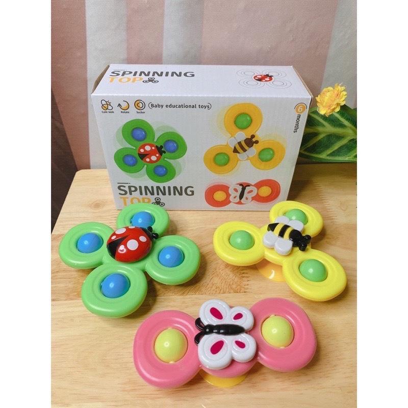 Sét 3 con quay dán tường hít chân không spinneR_Đồ chơi con quay cho bé hình côn trùng vui nhộn