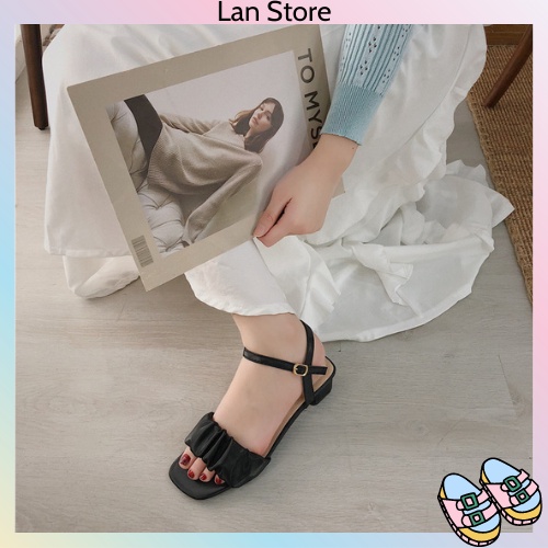 Giày sandal cao gót quai xếp ly xinh xắn dành cho nữ - CG56