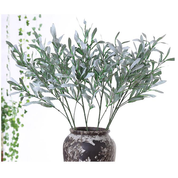 Cành oliu 6 nhánh trang trí nhà cửa cắm giỏ giỏ hoa decor nhà cửa trang trí sự kiện làm cây giả