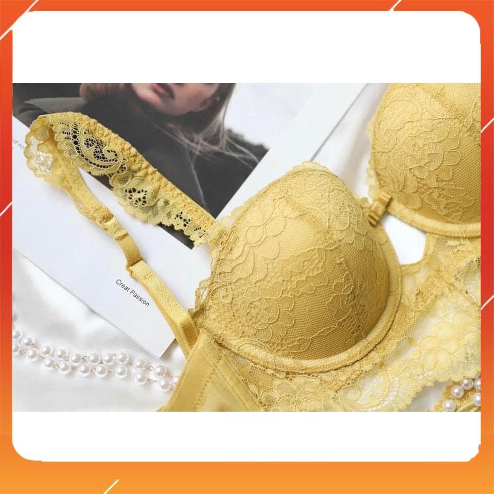 Set bộ đồ lót nữ AG cao cấp áo có gọng cup ngang, chất liệu ren họa tiết hoa thêu, có đệm mút. Mã B16860