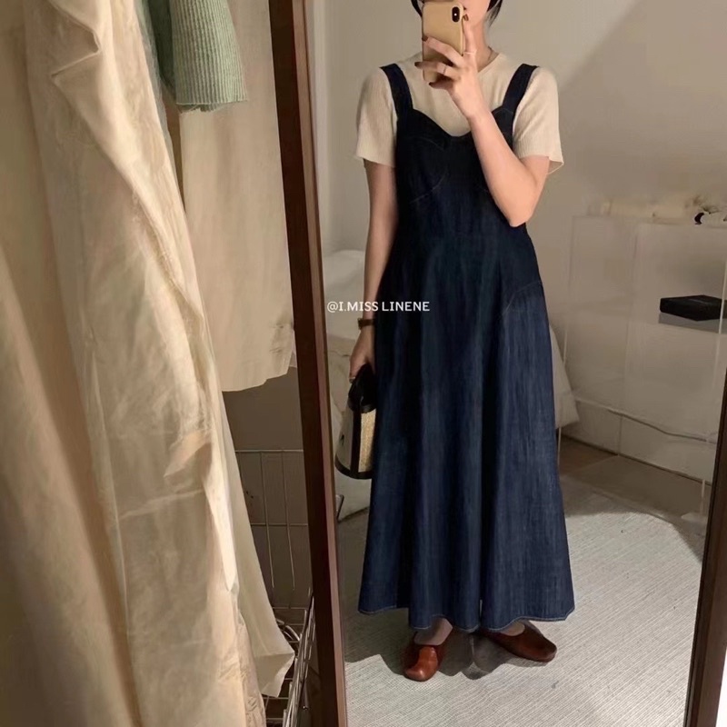 Yếm Váy Jean Dáng Xoè Phong Cách Hàn Quốc Theday