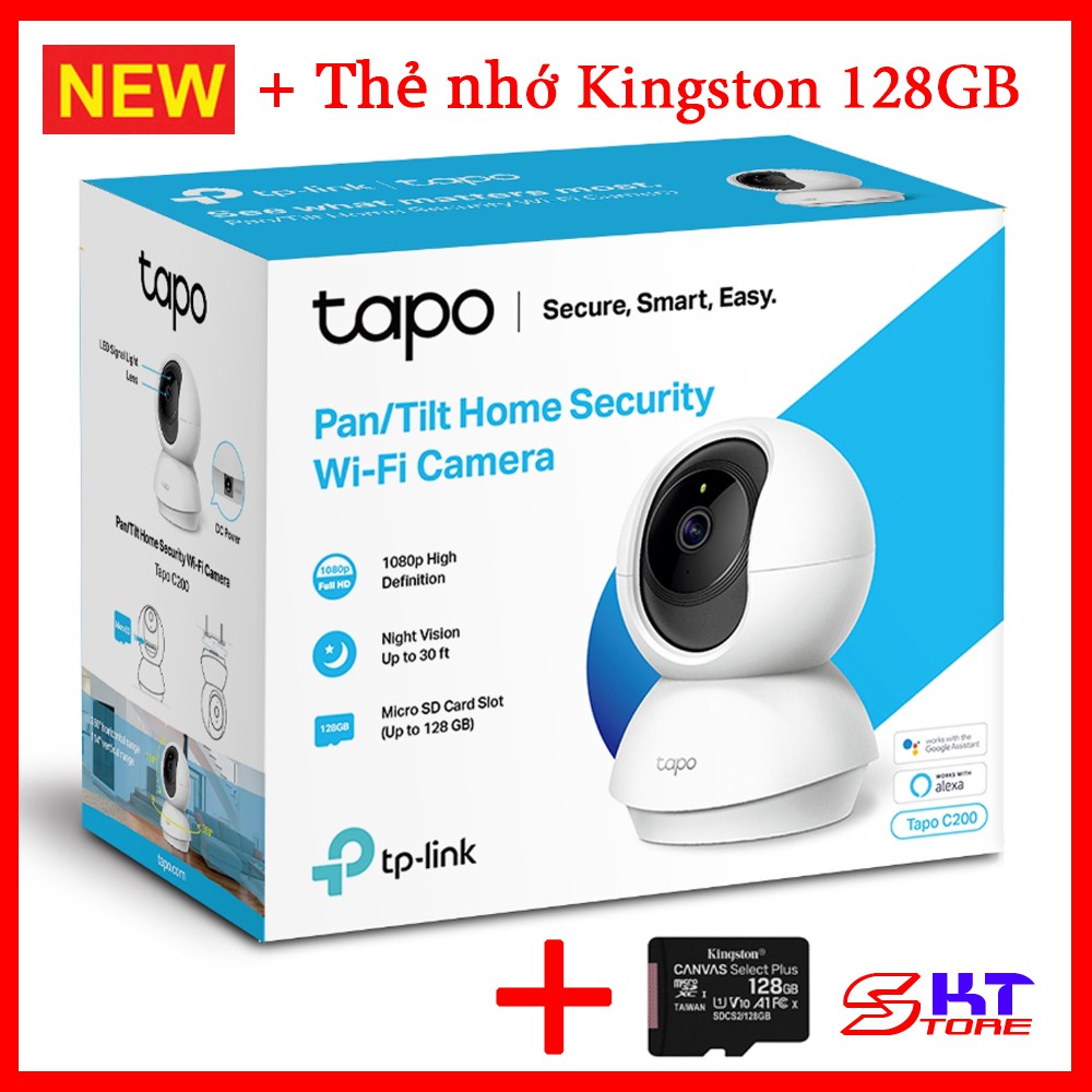 Camera Wifi Tp-Link Tapo C200 + Thẻ nhớ Kingston microSD Canvas Select Plus 16GB / 32GB / 64GB / 128GB - Hàng Chính Hãng