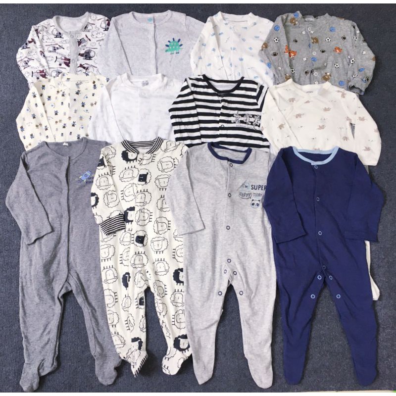 Sleepsuit (mặc nằm điều hòa) bodysuit bộ body dài tay xuất dư các hãng cho bé