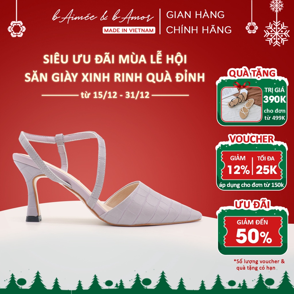 Giày cao gót nữ 7p mũi nhọn gót nhọn dáng sandal slingback bít mũi thời trang công sở đẹp bAimée & bAmor - MS1542