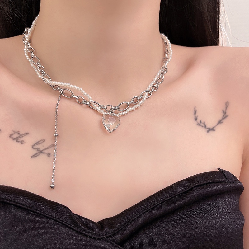 Vòng cổ Đính Ngọc Trai Sang Trọng Phong Cách Harajuku