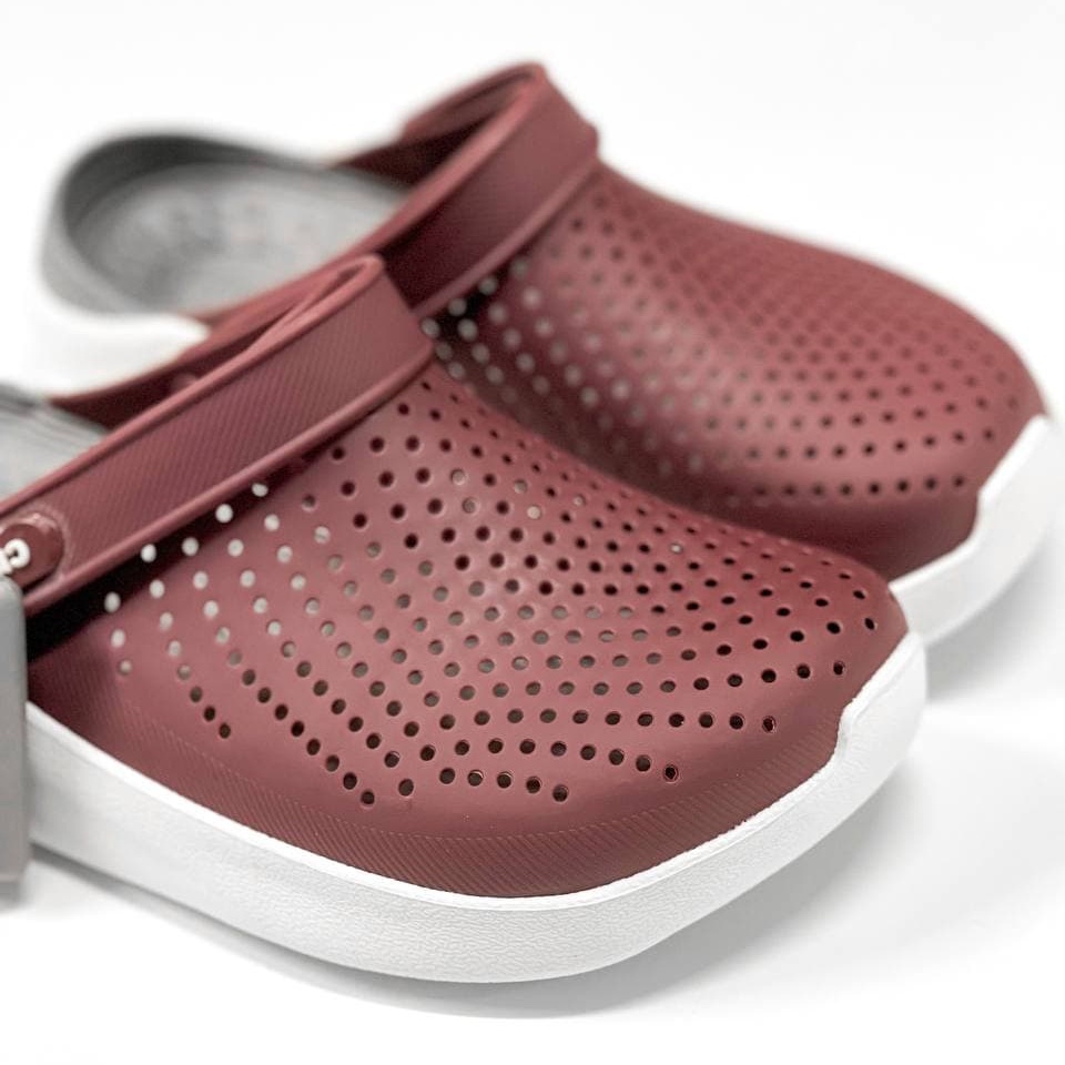 LC - Dép Crocs Đỏ Mận, Dép Sục Nữ Literide Clog Đi Mưa Cao Cấp - Sấu Vui Vẻ