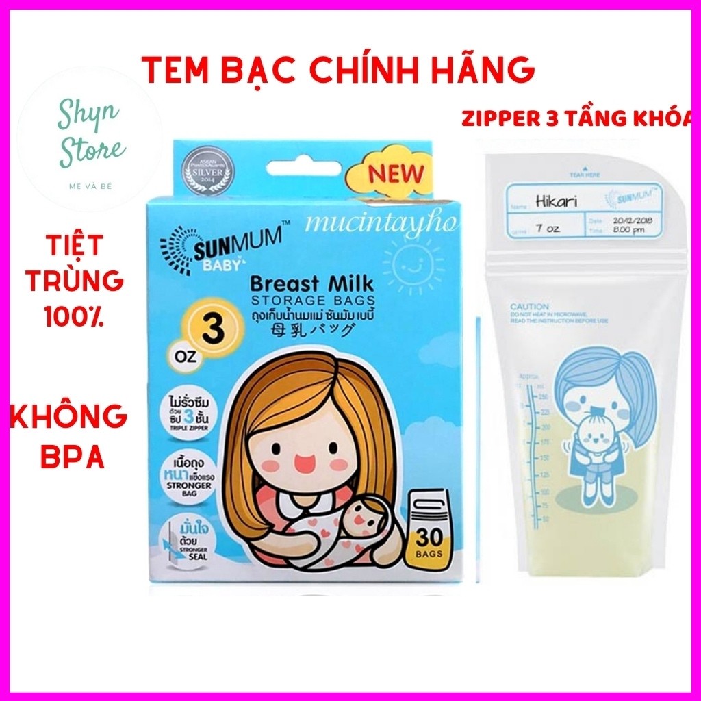 Túi trữ sữa Sunmum 100ml TEM BẠC CHÍNH HÃNG THÁI LAN