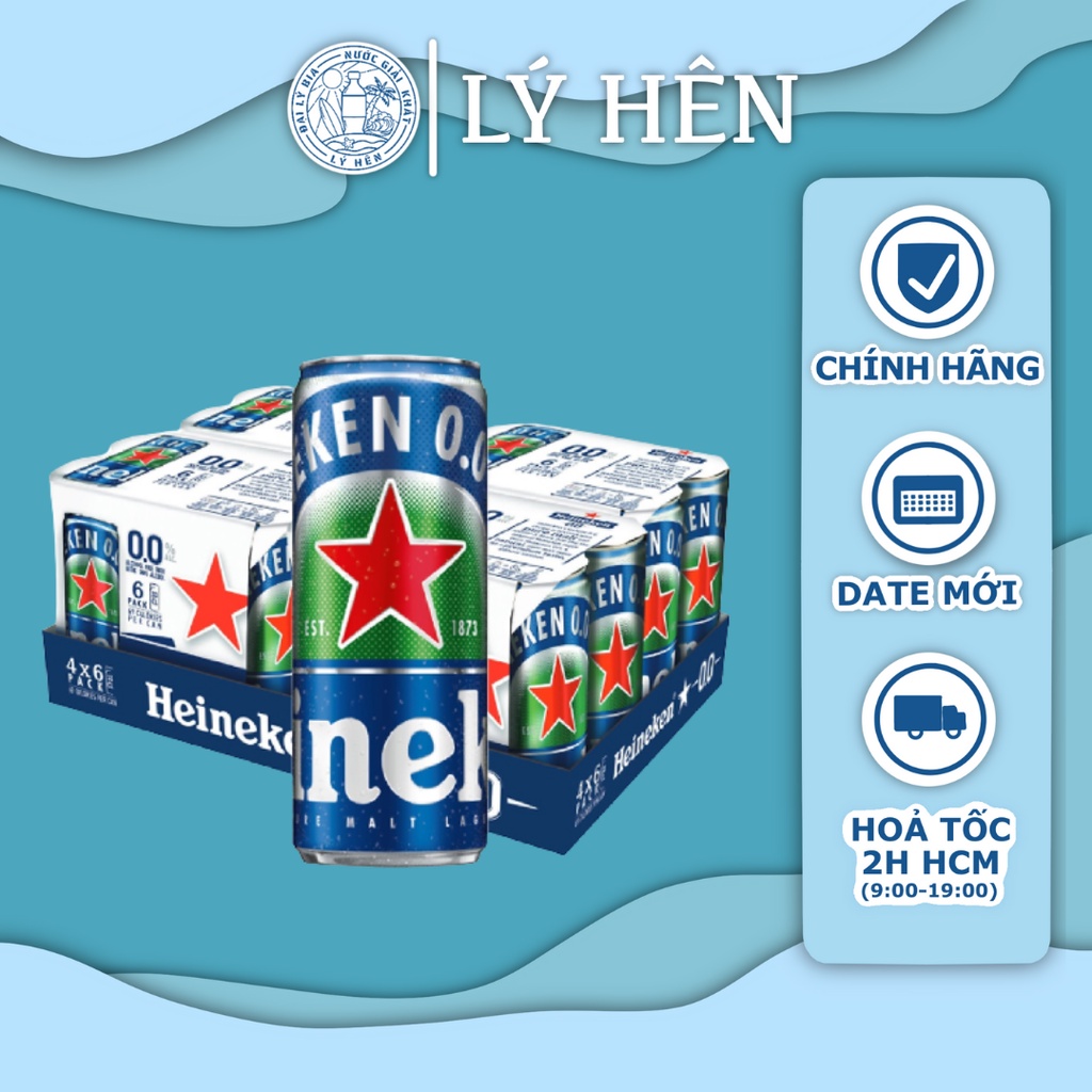 Thùng 24 Lon Cao Bia Heineken 0.0% Cồn - 0.0 Độ 330ml/Lon Date Luôn Mới