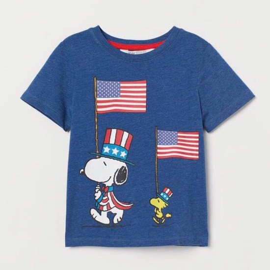 Áo thun H&M Snoopy cho bé - xanh đậm