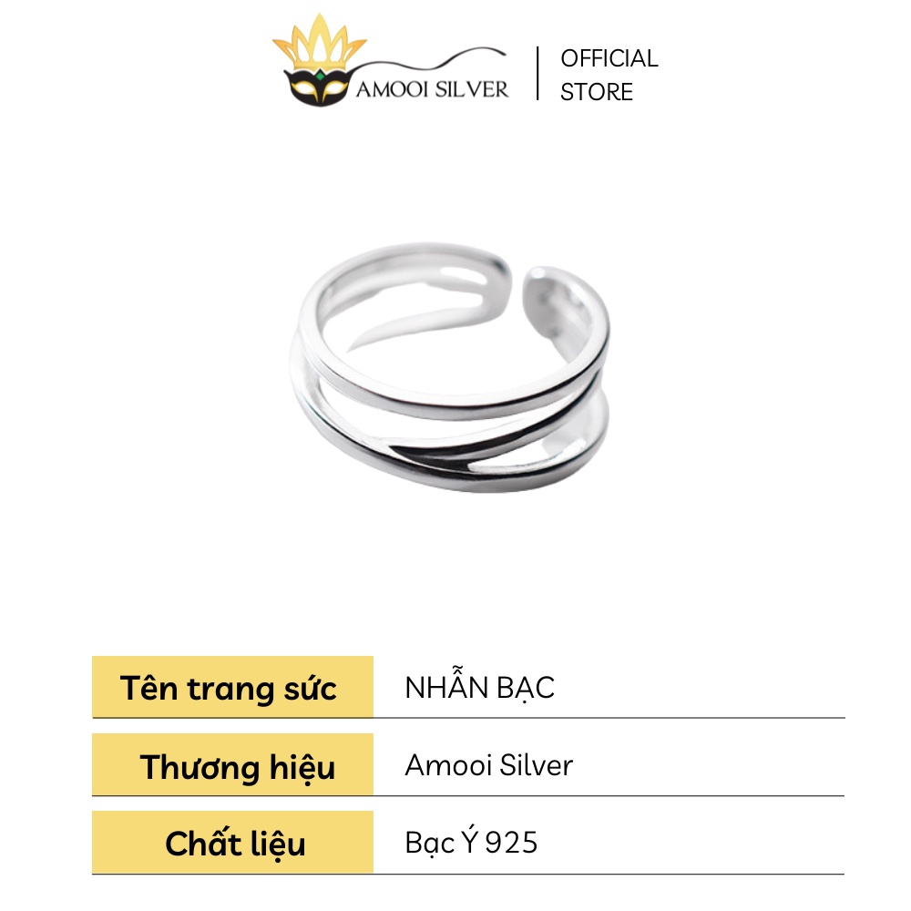 Nhẫn bạc S925 3 lớp xoắn dạng dầy - Amooi Silver AN103