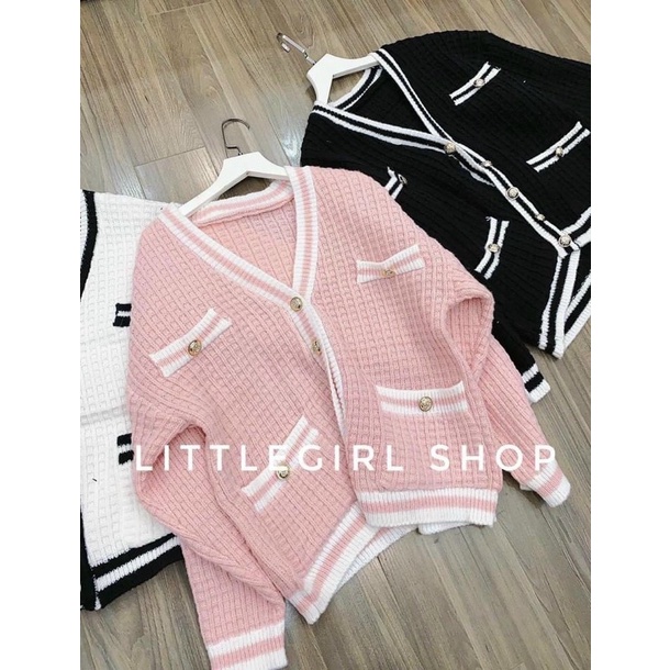 Áo cadigan nữ viền trắng freesize phong cách Hàn Quốc