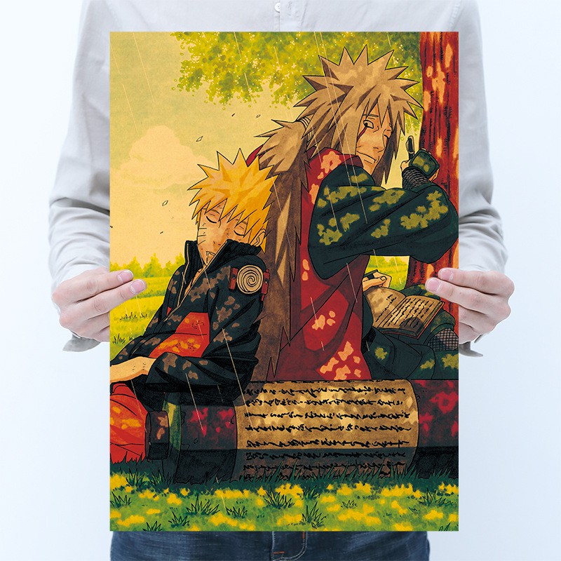[BO44] Tranh poster treo tường, tấm áp phích phim Naruto hai thầy trò Naruto và Jiraiya