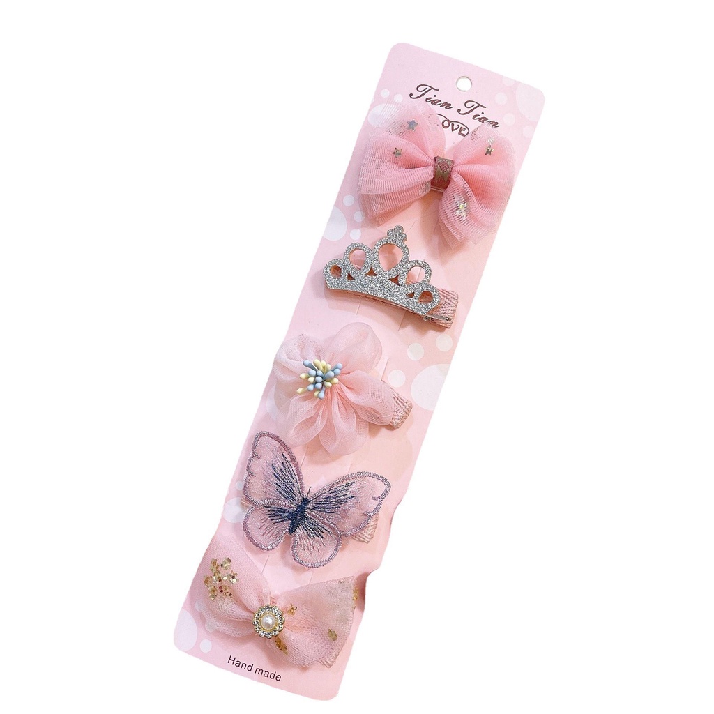 Set 5 Kẹp Tóc Nơ Xinh Xắn Dành Cho Bé Gái