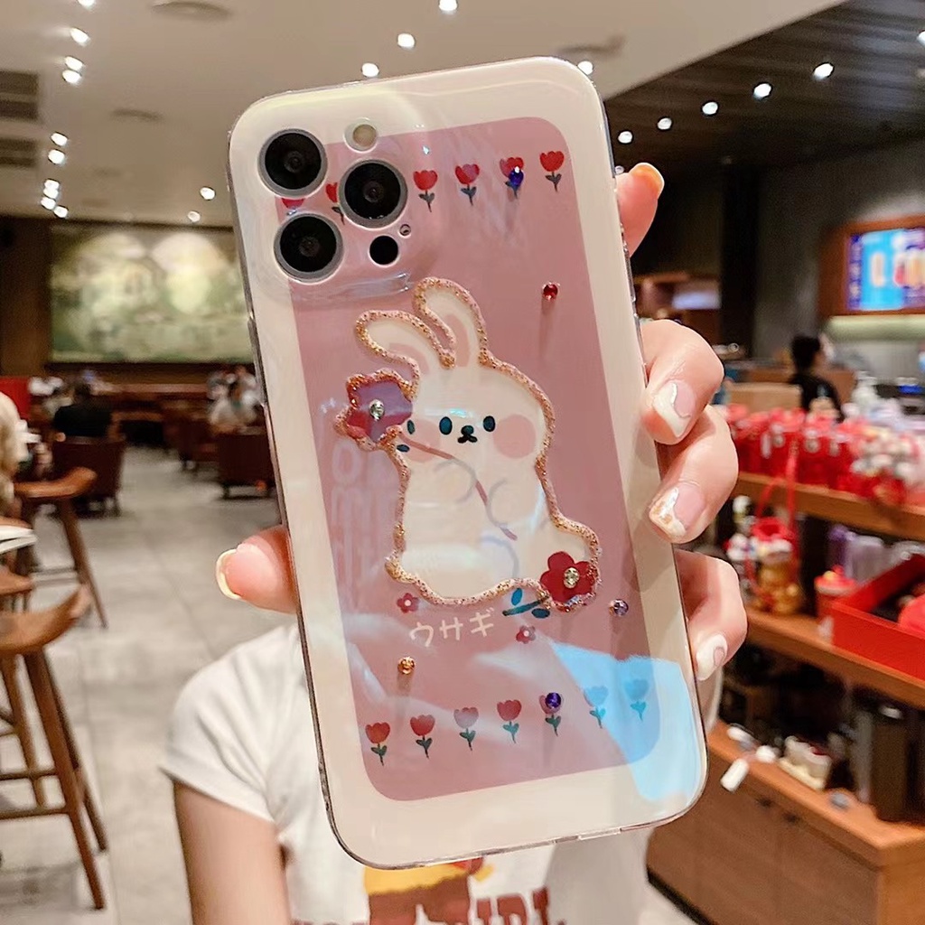 Ốp Điện Thoại tpu Mềm Chống Rơi In Hình Thỏ Và Hoa Cho iphone 14 13 12 pro max 11 pro max xs max xr x 7 8 plus