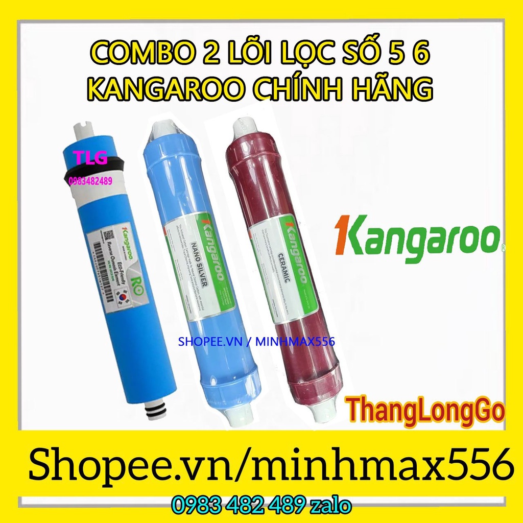 COMBO 3 LÕI LỌC KANGAROO SỐ 4-5-6 | GỒM MÀNG RO KANGAROO - NANO - CERAMIC