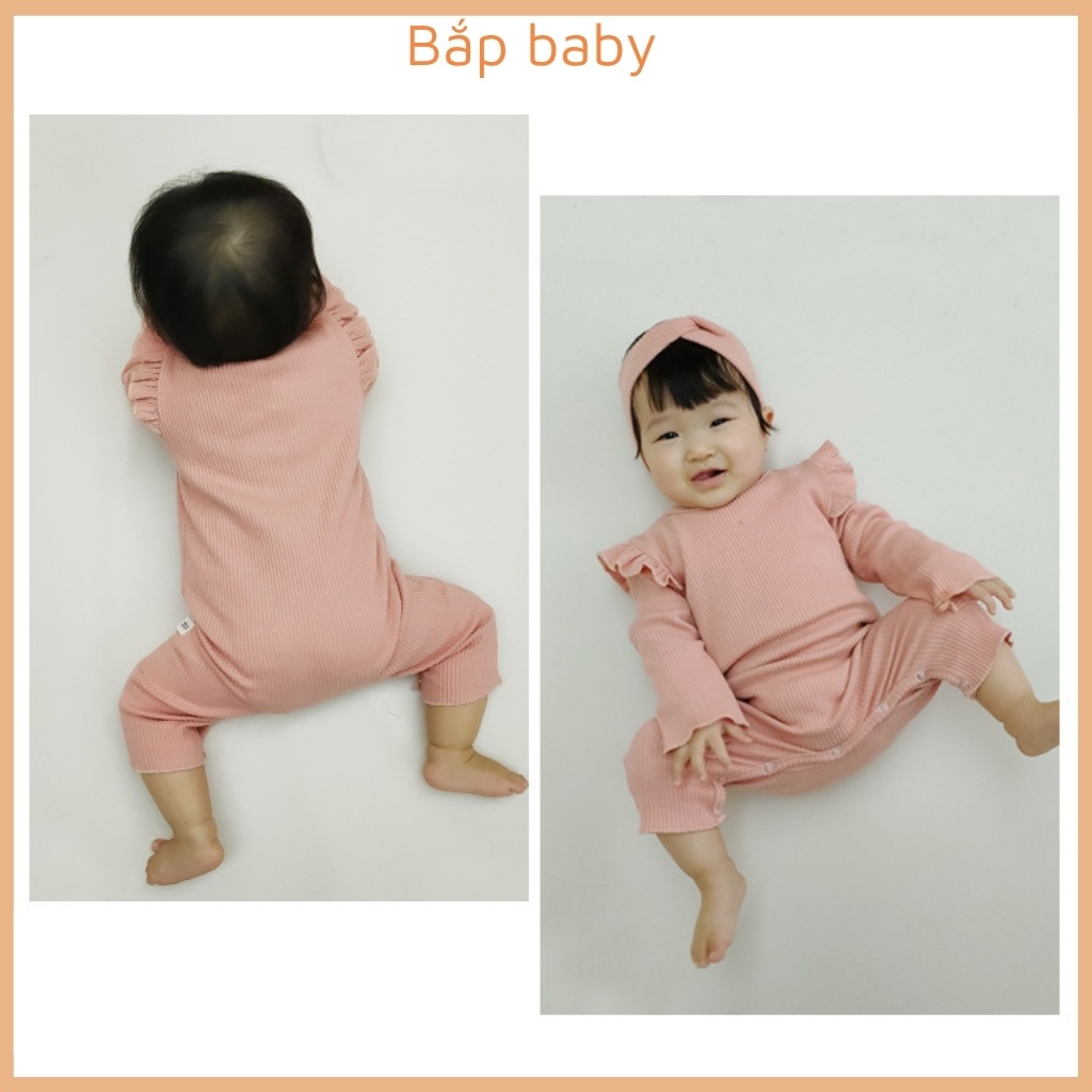 Bộ body cho bé BẮP BABY bodysuit cho bé dài tay bánh bèo tặng kèm phụ kiện