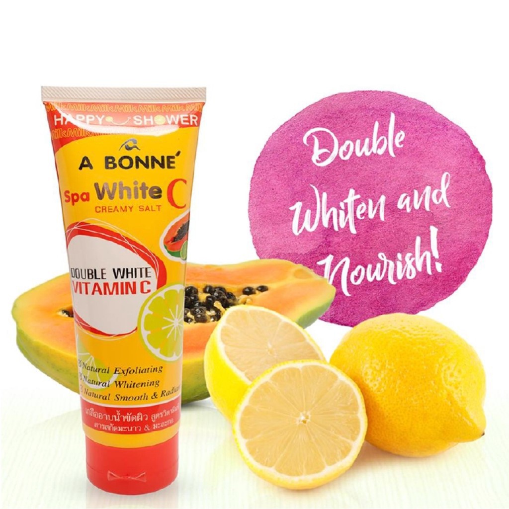 A BONNE Muối Tắm Spa White C Salt White C Papaya and Lemon Scrub giảm mụn lưng tuýp 350G