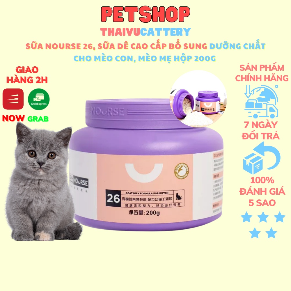 Sữa Nourse 26, Sữa dê cao cấp bổ sung vitamin, dưỡng chất cho mèo con và mèo mẹ