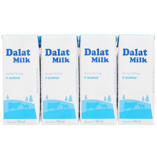 Thùng 48 Hộp Sữa Tươi Tiệt Trùng Ít Đường Dalat Milk 180ml