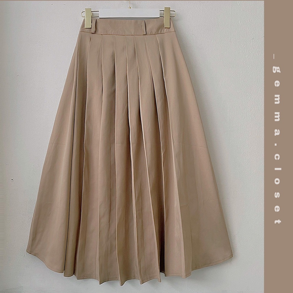 Chân váy xoè xếp ly midi dạo phố