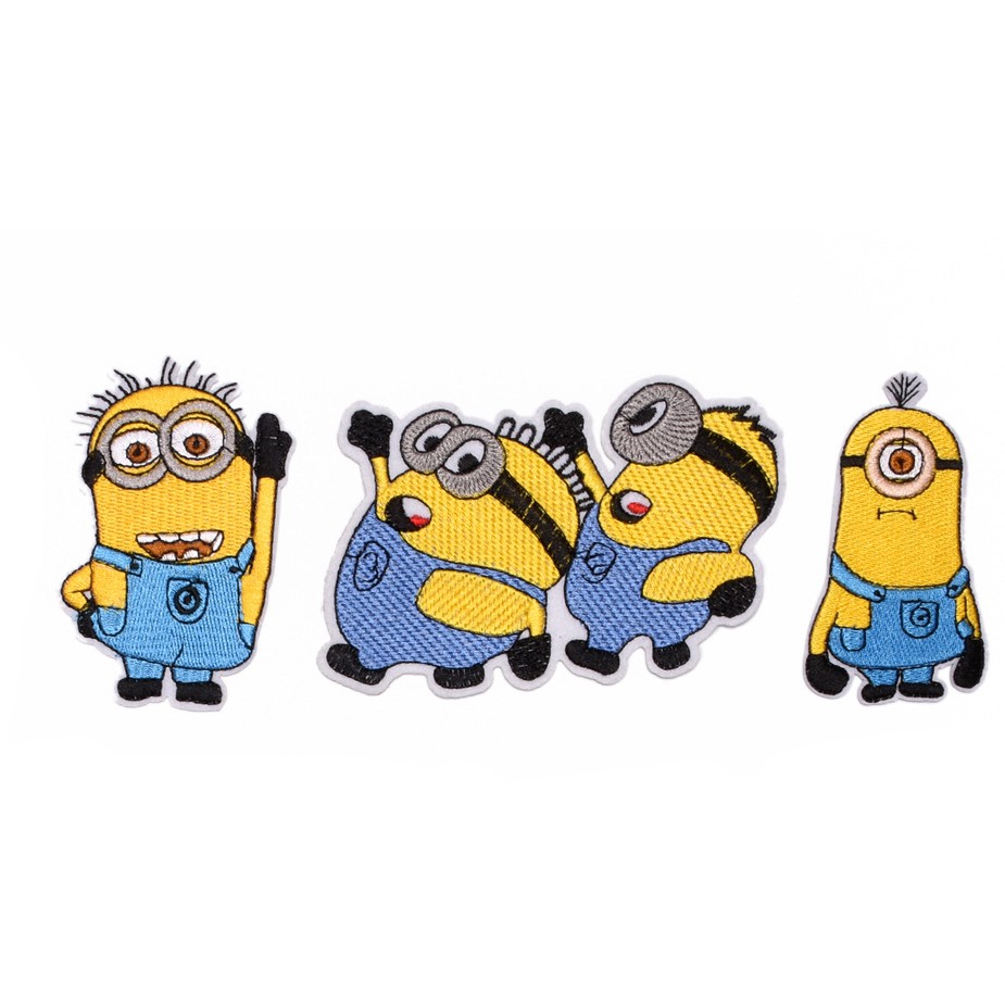 Bộ 3 hình dán ủi lên trang phục thêu hoạ tiết Minion dễ thương ngộ nghĩnh