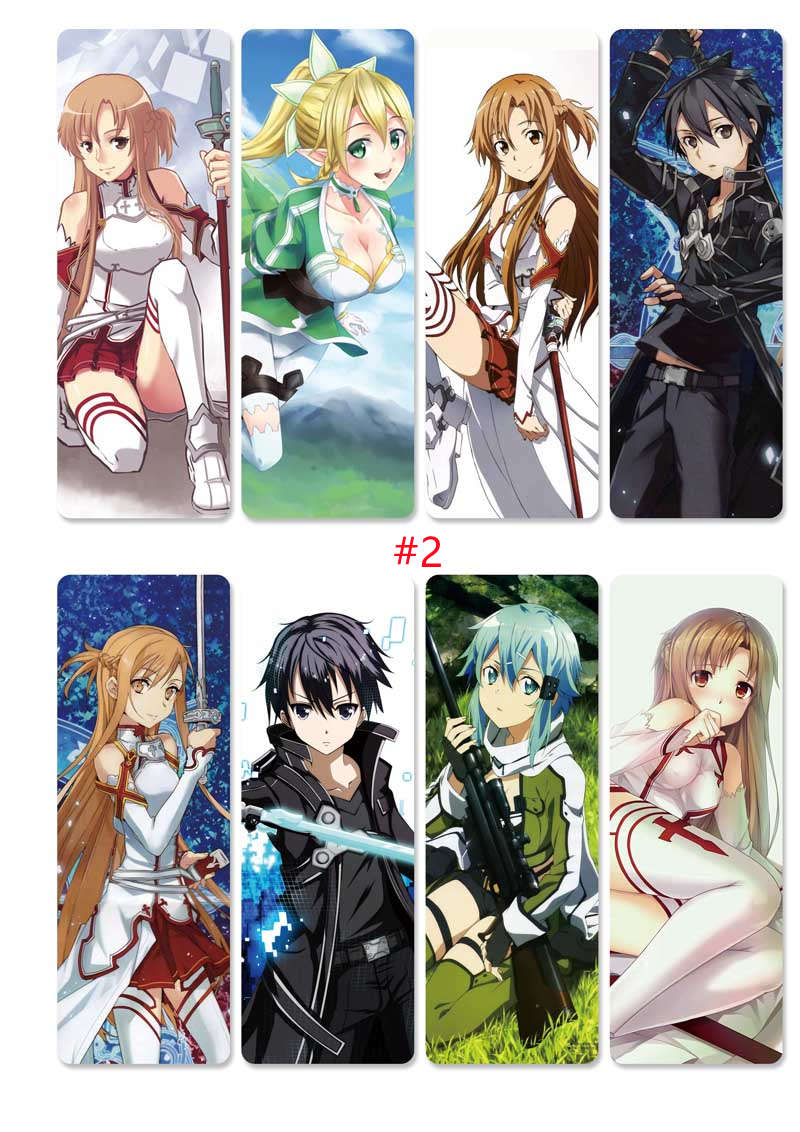 Set 8 Thẻ Đánh Dấu Sách In Hình Nhân Vật Anime Sword Art Online
