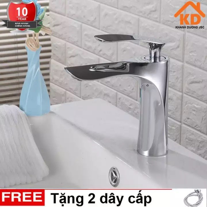 [FREE SHIP] Vòi lavabo NÓNG LẠNH MR cắm chậu chất liệu đồng nguyên khối mạ crome sáng bóng