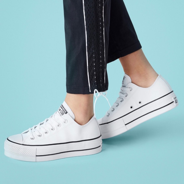 Converse Platform Leather White | Giày da trắng