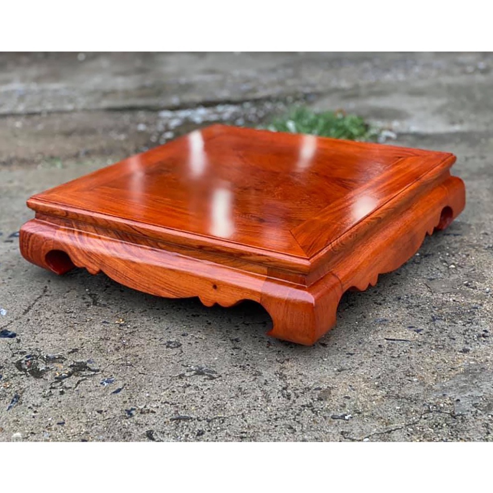 Đế trơn vuông kê đồ trang trí phòng khách gỗ hương cao 9cm