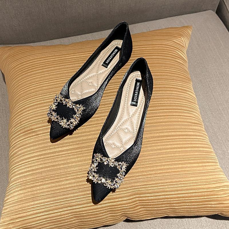 Giày Búp Bê Mũi Nhọn Đế Bằng Thông Minh Thời Trang Mùa Thu Cho Nữ 2021spring