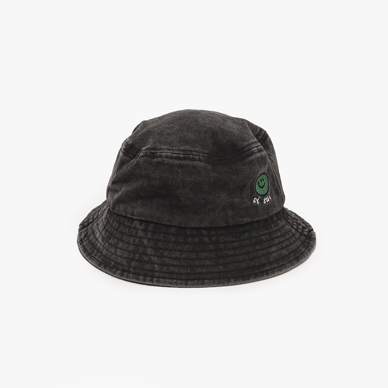 Mũ Tai Bèo Denim Chống Nắng Thêu Hình Mặt Cười Kiểu Retro Dễ Phối Đồ Cho Bé