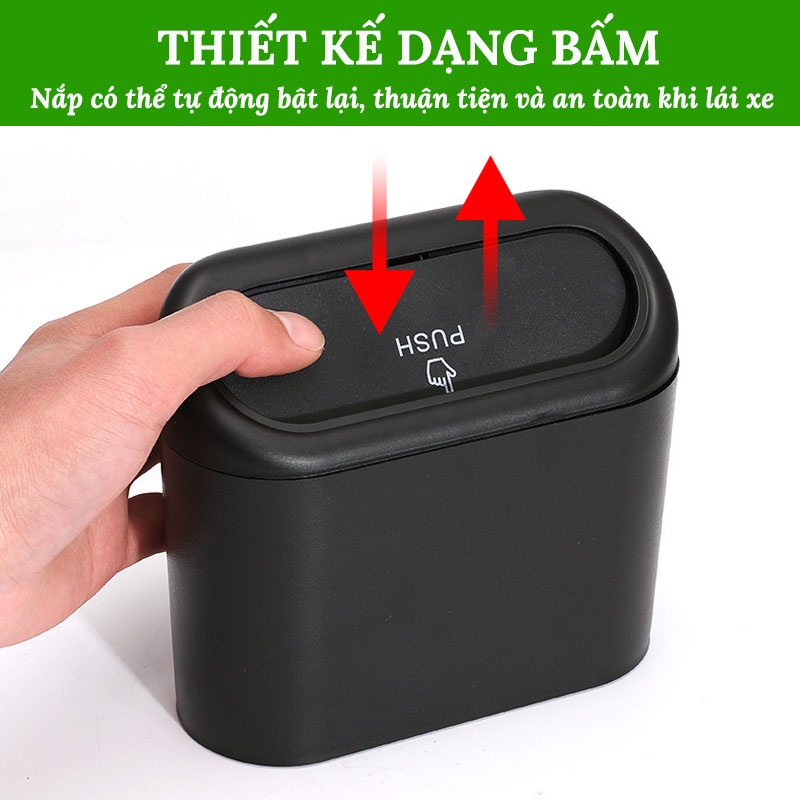 Thùng Đựng Rác Mini VERSION 2 Thông Minh Cho Ô Tô Có Nắp Đậy – Gắn Cửa Xe, Sau Ghế Xe Cực Tiện Lợi CarZone