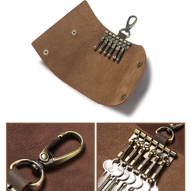 Vỏ Da Bảo Vệ Chìa Khóa Xe Hơi Kèm 6 Móc Khóa