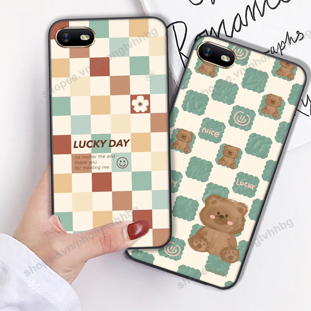Ốp lưng Oppo A3s / A1k / Realme C1 / Realme C2 trái tim gấu thể thao , smile mặt cười cực cute
