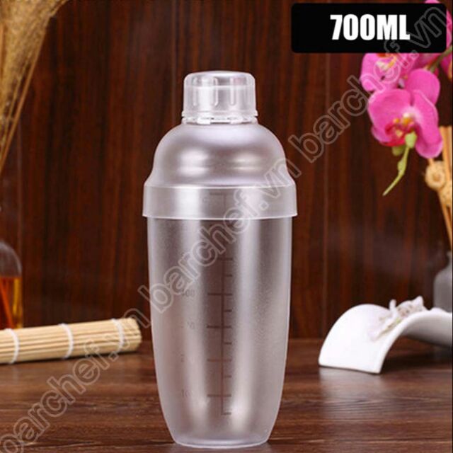 Bình lắc pha chế shaker Cocktail trà sữa 700ml nhựa có chia vạch