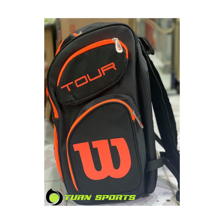 Balo VNXK Wilson Tennis Đen Viền Cam Vuông Tinh Tế