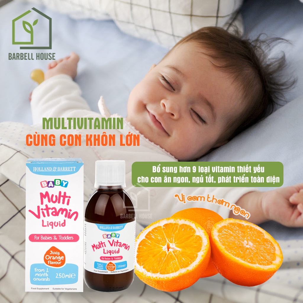 Siro vitamin tổng hợp cho trẻ sơ sinh [Baby Multivitamin Liquid] - giúp bé ăn ngoan, ngủ tốt, phát triển toàn diện