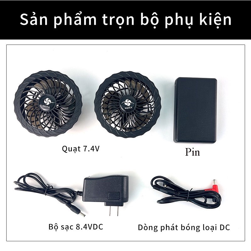 Phụ kiện áo điều hòa Nhật bản 25000mAh, 24000mAh, 20000mAh,16000mAh chạy 10-15h - Bảo hành 12 tháng