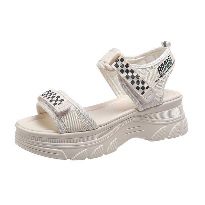 Sandal nữ học sinh kẻ Caro cực xinh xắn 2 màu đế độn êm