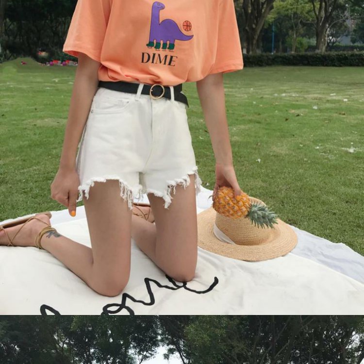 Quần Short Denim Lưng Cao Kiểu Retro Hàn Quốc Thời Trang Mùa Hè Cho Nữ
