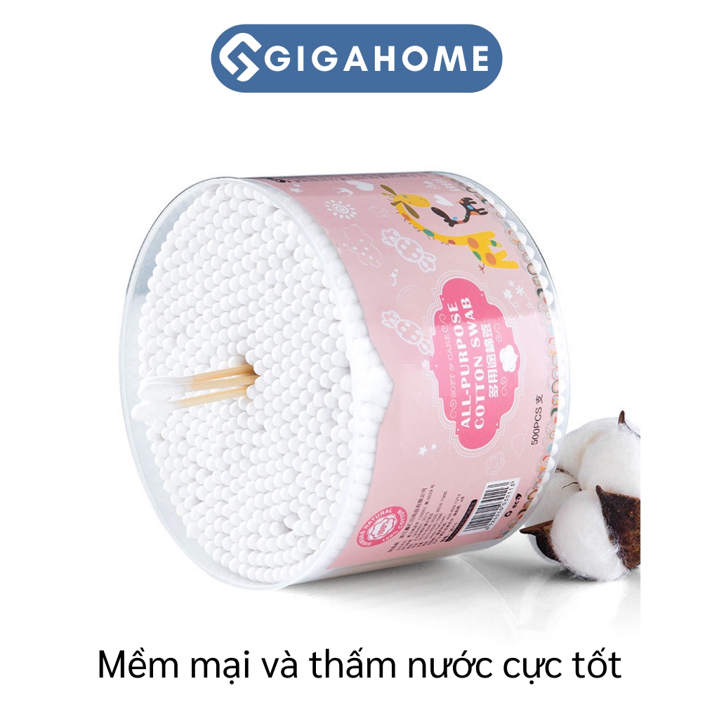 Hộp Tăm Bông Ngoáy Tai Người Lớn GIGAHOME Bông Thiên Nhiên, Mềm Mại 5800