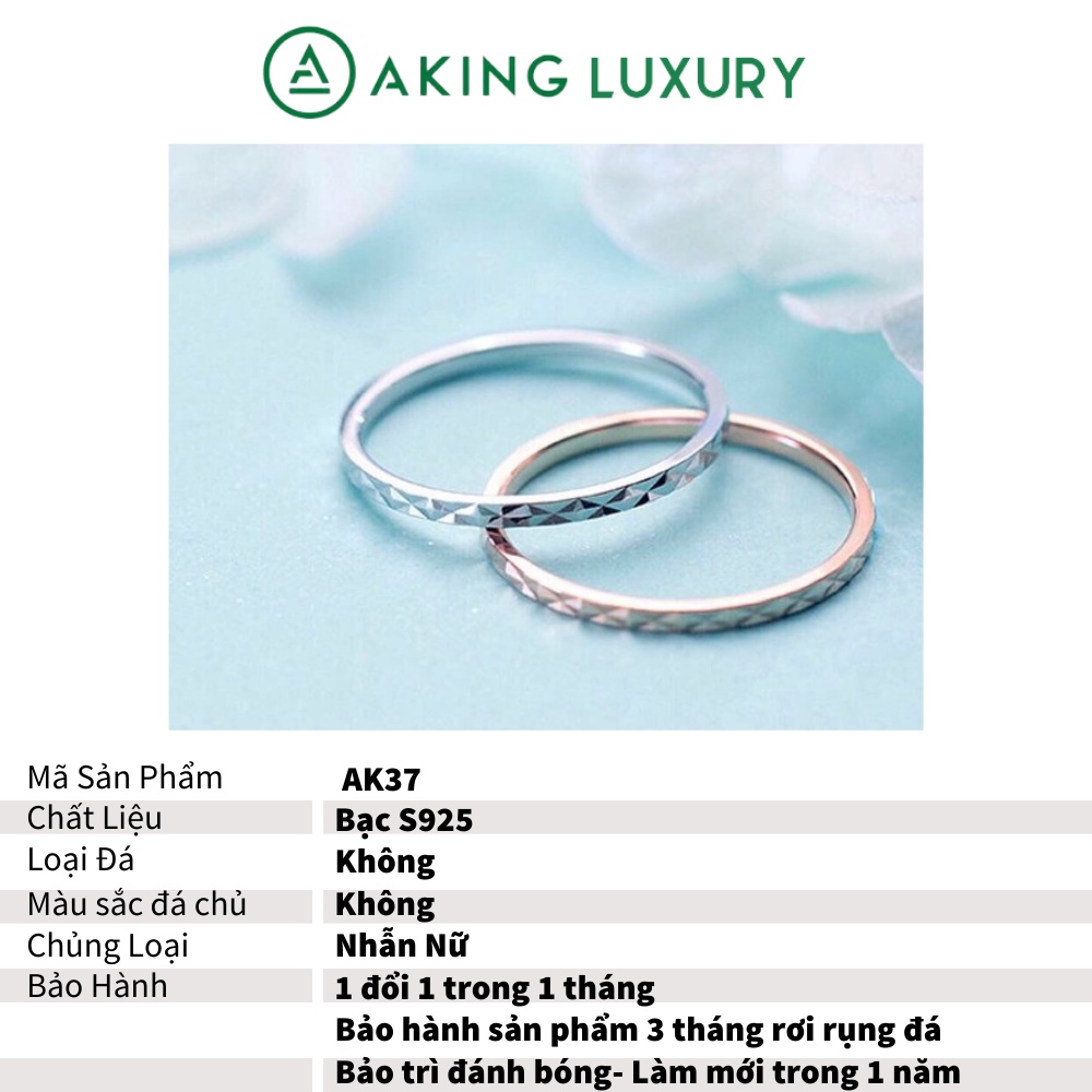 Nhẫn bạc nữ AKING LUXURY AK37, nhẫn nữ được xử lý góc cạnh thể hiện cá tính của người đeo. Nhẫn mới nhất 2021