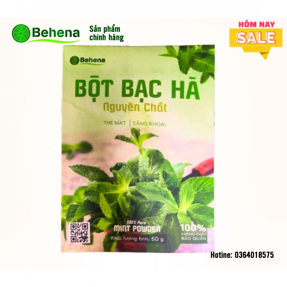 Bột Bạc Hà công nghệ cao Nguyên Chất Behena | The Mát Sảng Khoái Trị Mụn Làm Đẹp Da - Hộp 50g