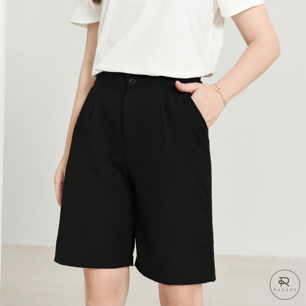 Quần shorts đùi đũi thời trang nữ cạp chun dáng lửng Rosara SP89 | BigBuy360 - bigbuy360.vn