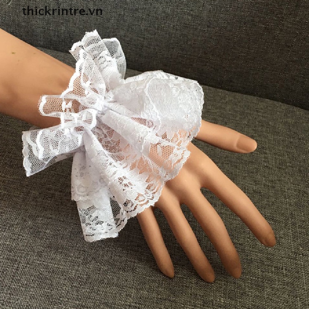 Găng Tay Ren Ngắn Co Giãn Phối Bèo Phong Cách Lolita